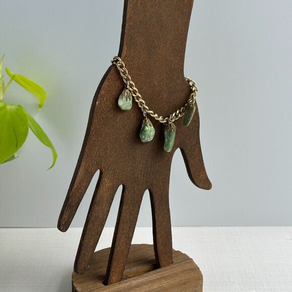 Vintage Nephrite Jade Charm Bracelet 7" - Picture 6 of 11